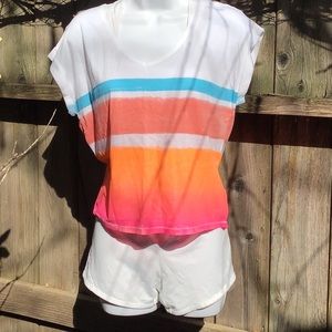 NWT ARIZONA TOP Neon Striped Tie Dye Shirt M med